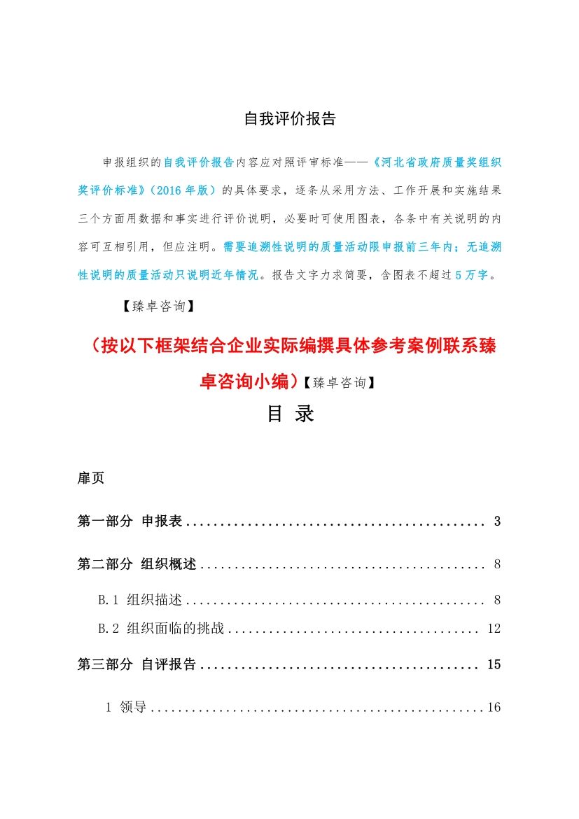 2021年「河北省保定市定兴县」政府质量奖申报表模板