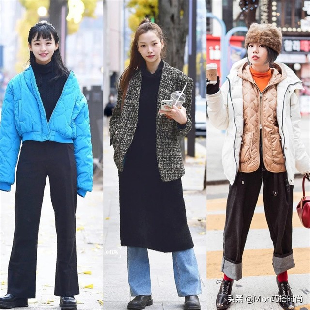 韩国冬季穿搭女高级感,韩国穿搭街拍秋冬羽绒服