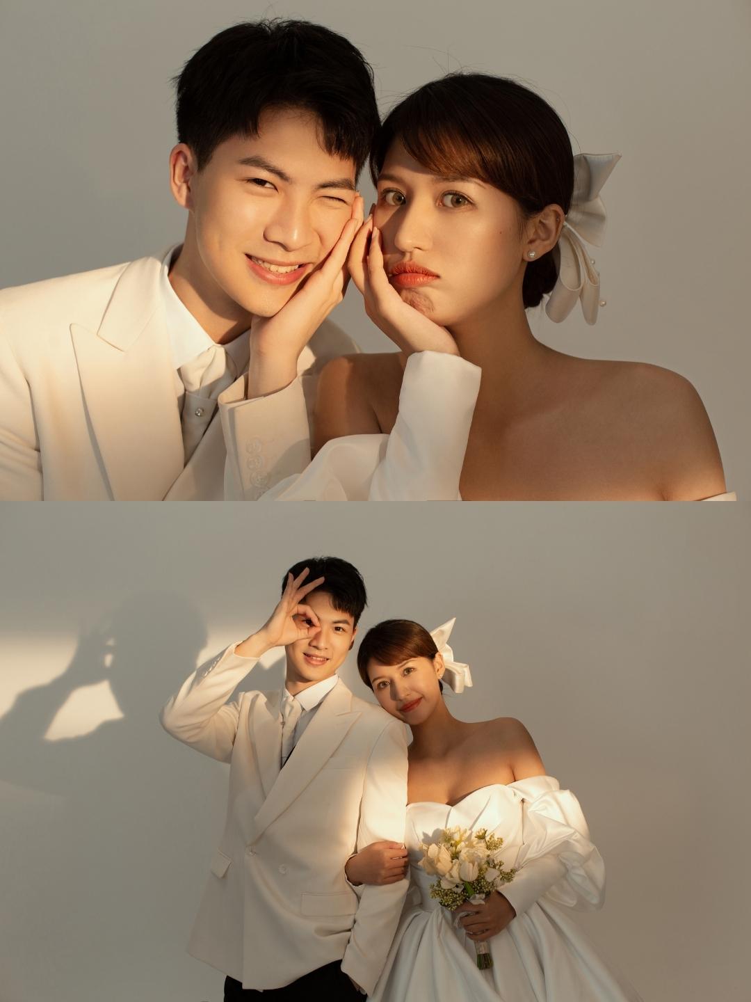 韩式极简光影婚纱照风格特色,一组极简韩式婚纱照