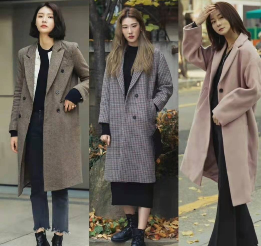韩国街头女生穿搭,韩国街头大衣穿搭