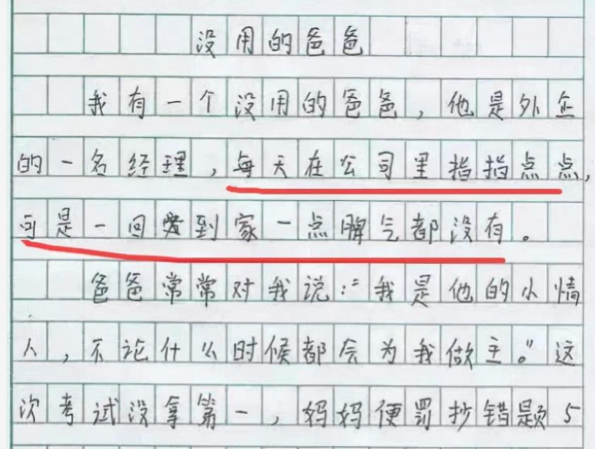 小学生作文没用的爸爸,孩子作文不写爸爸爸爸生气