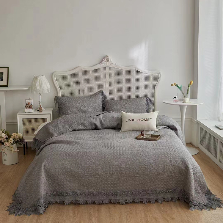 绗缝毯三件套,绗缝毯2.5米全棉