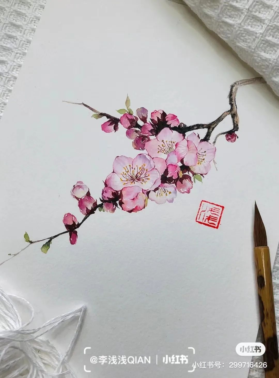 水彩中国风风景简单,古风水彩花卉简单又好看