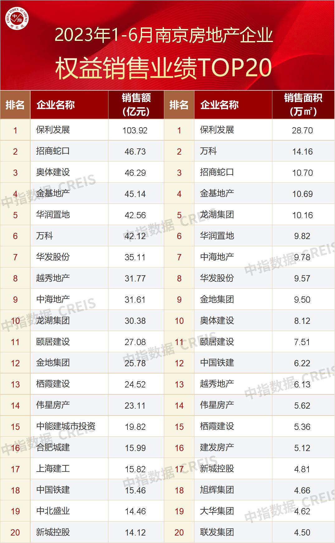 2023年南京房地产销售排行榜,南京上半年房地产公司销售额排名