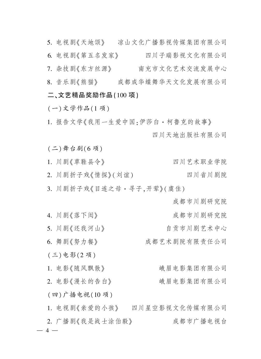 四川省重大文艺项目,四川省主题文艺精品创作重点项目