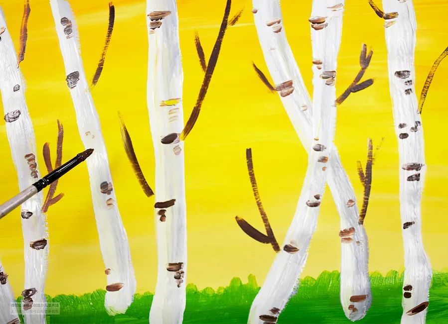 好看的森林儿童水粉画,水粉画教程儿童风景