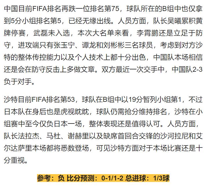 足球战况解析盘口分析世预赛扫盘竞彩实单参考，预测比分+总进球