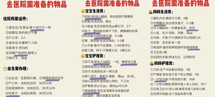 孕妇产前需购的物品,孕妇必买宝宝用品和待产清单