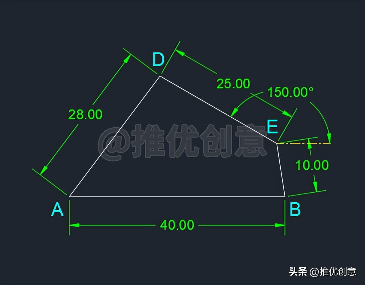 利用多边形作辅助绘制圆弧cad教程,cad平行四边形画图教程