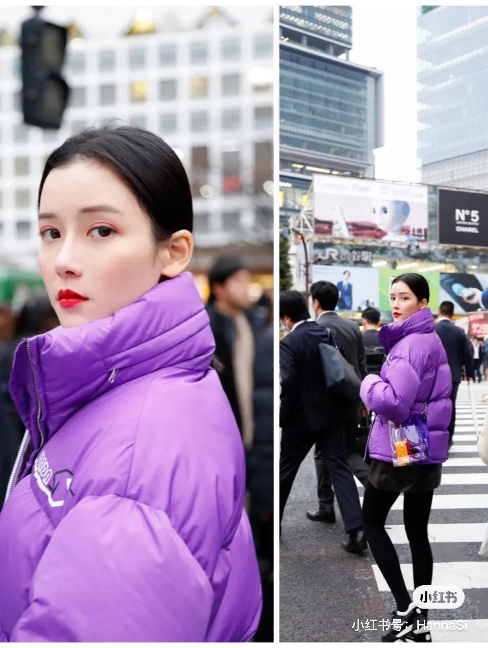 韩国街头穿搭羽绒服长款,韩国小姐姐羽绒服