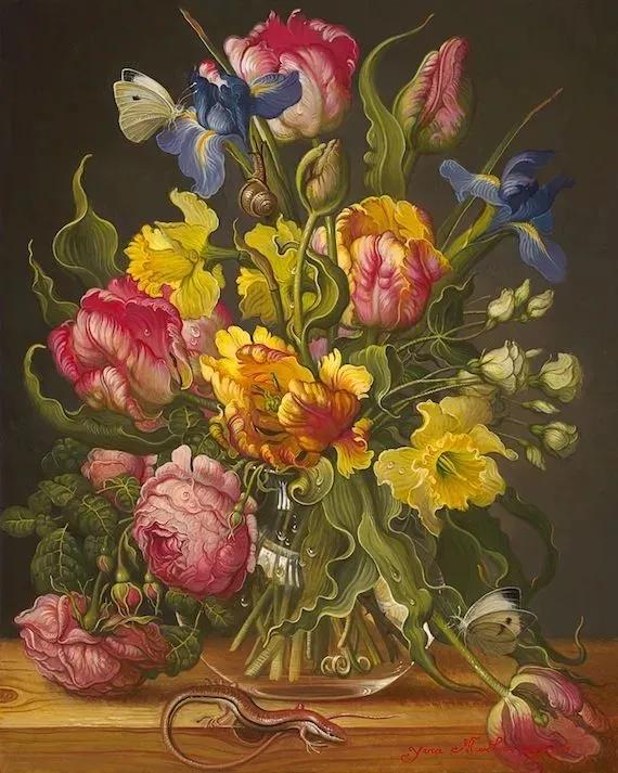 有关爱情的花鸟油画作品,北欧轻奢风格油画作品