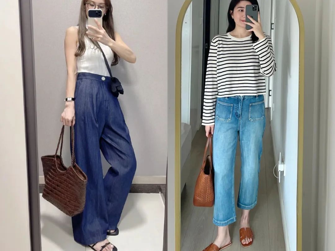 小白鞋搭配的显高牛仔裤,牛仔裤气质百搭小白鞋