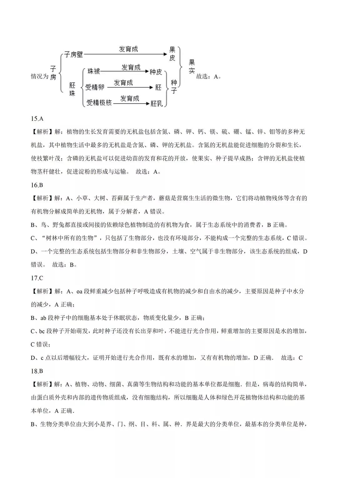 七年级上册生物练习册卷子答案,七年级上册生物期末复习视频