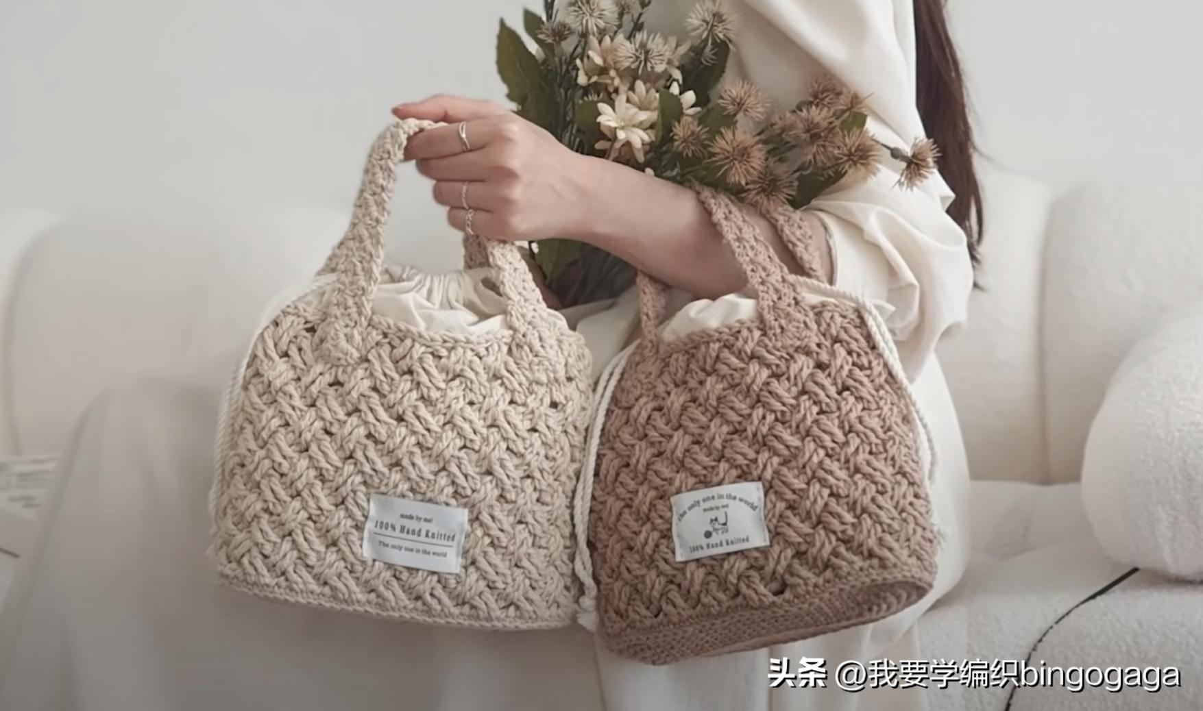 百搭时尚美人包编织教程,祖母方格包包的编织教程