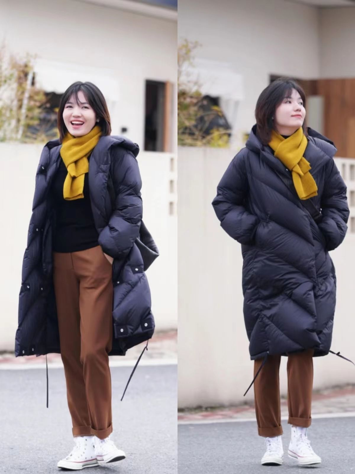 长款羽绒服大衣穿搭高级感,羽绒服大衣内搭中长保暖
