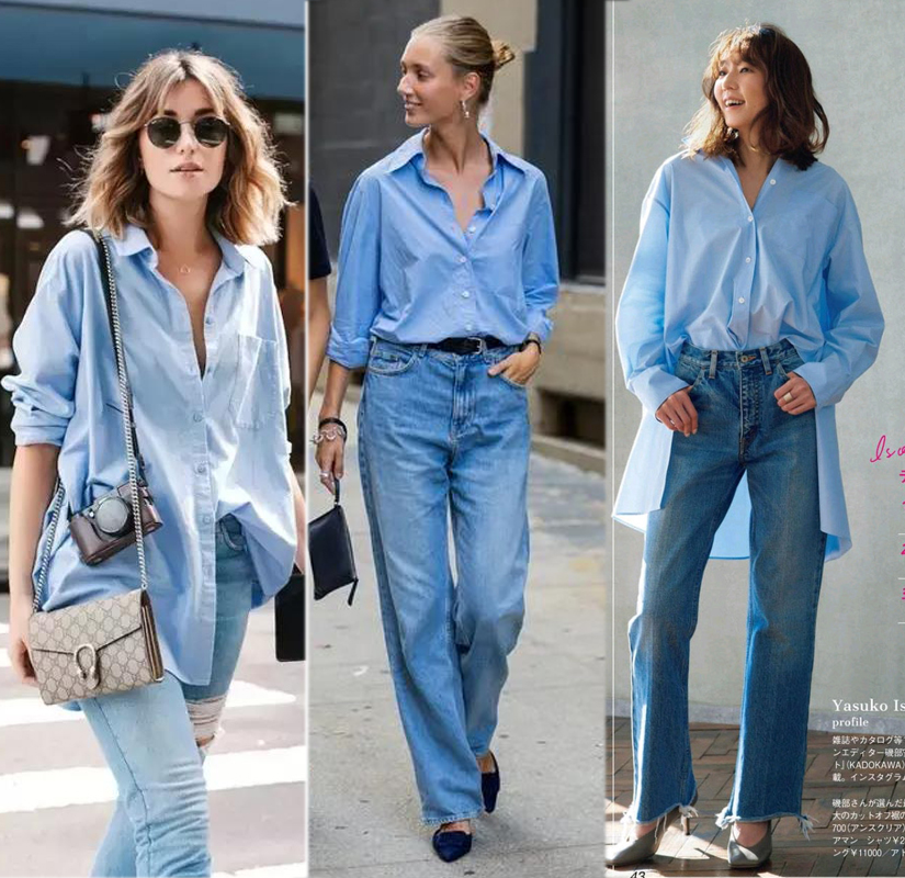 藏蓝色衬衫穿搭什么风格,蓝色衬衫怎样搭配出时尚的感觉