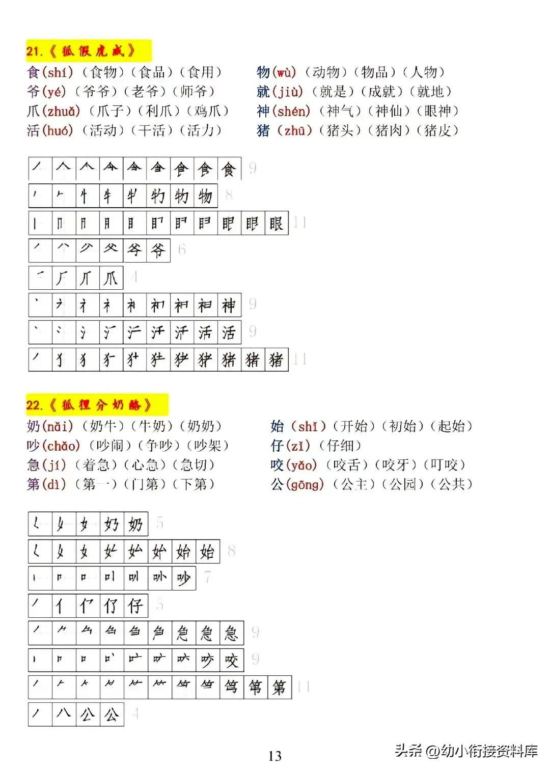 小学一年级生字表带拼音笔顺,部编版二年级语文生字表笔顺