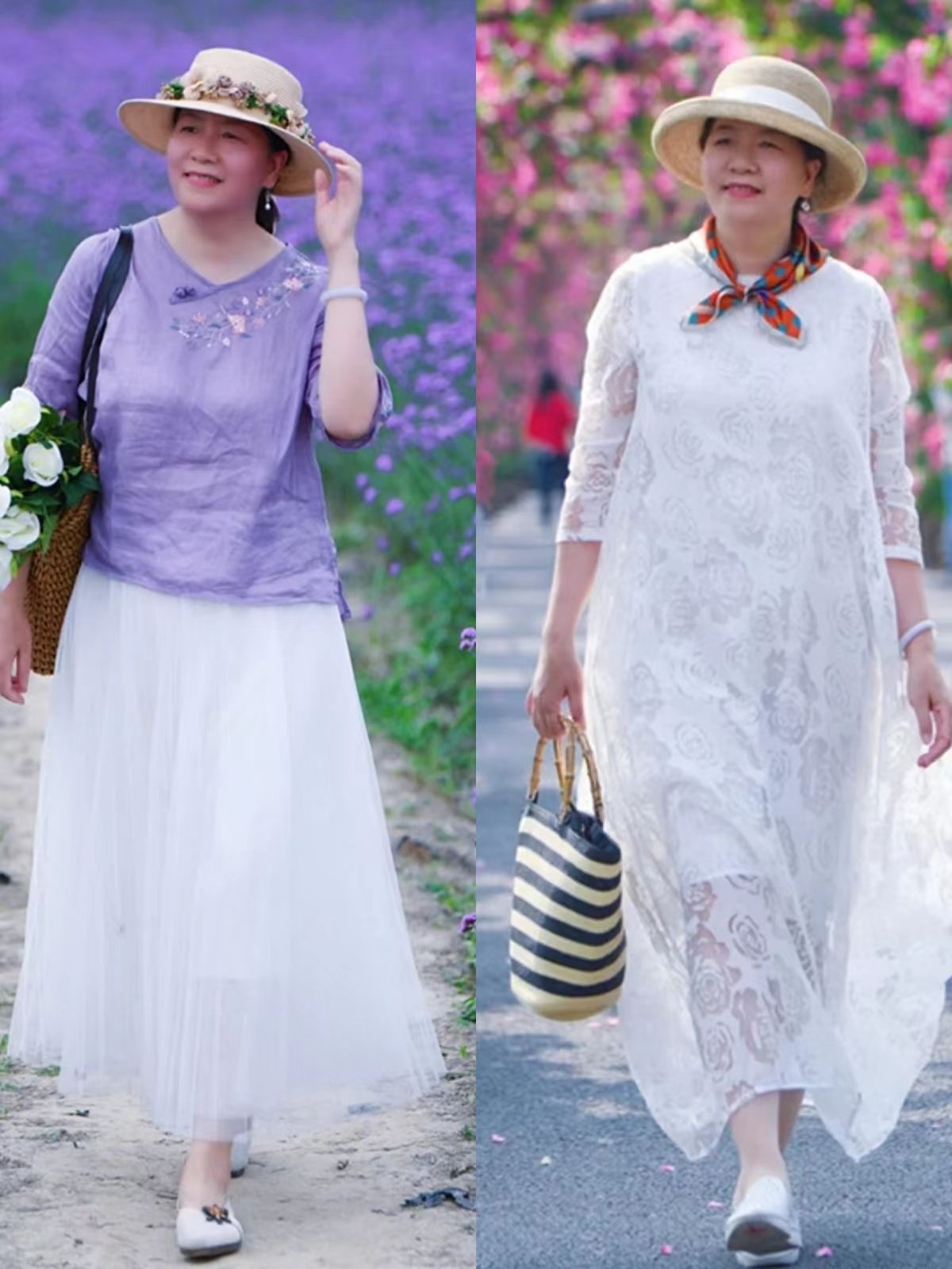 上了年纪的微胖妈妈，建议多穿“膝下裙+平底鞋”，显瘦又有气质