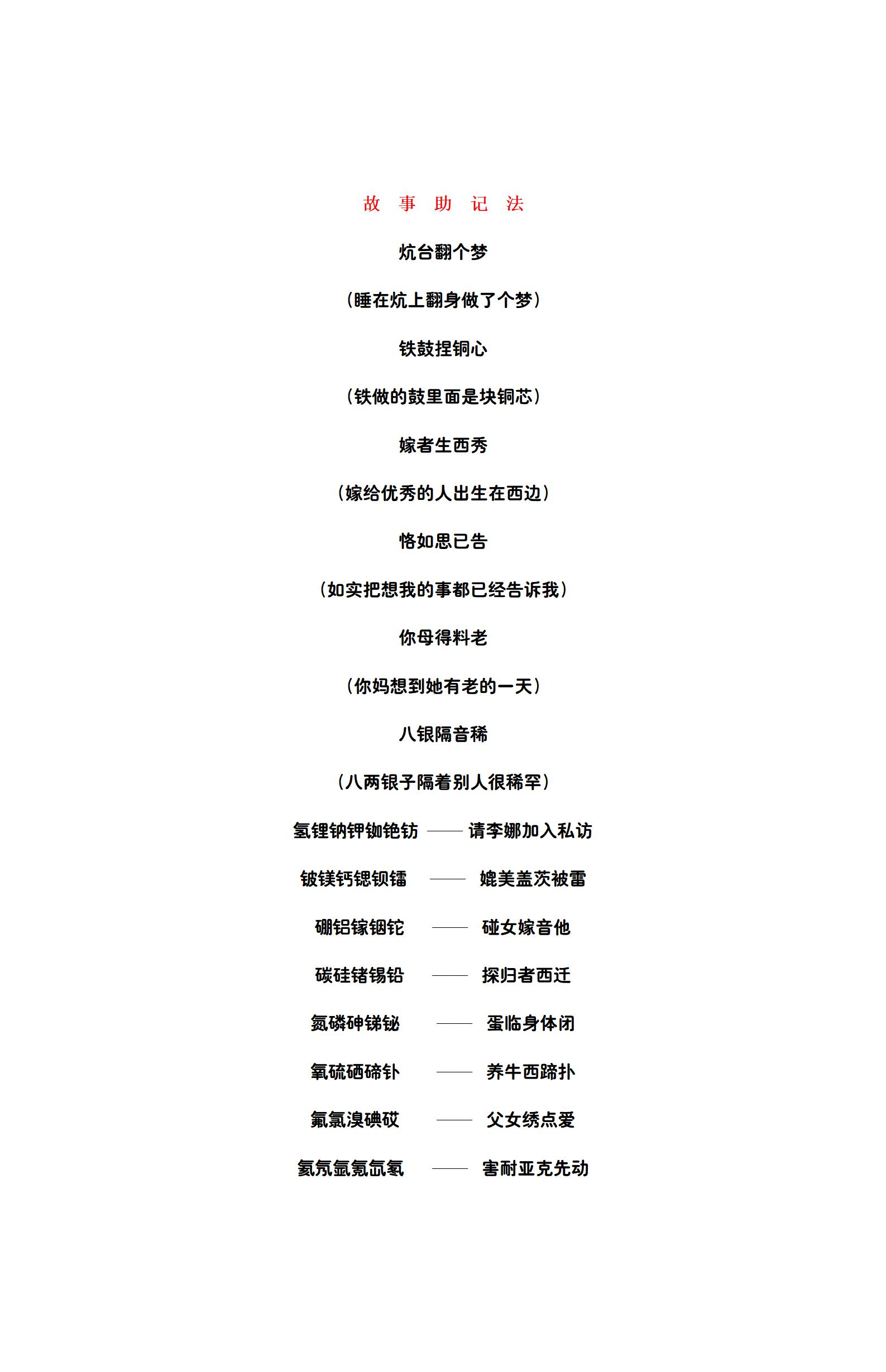 化学元素周期表主族元素记忆方法,元素周期表过渡元素记忆方法