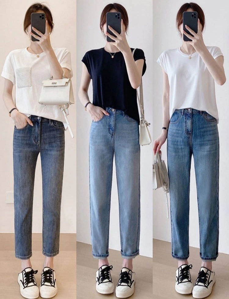牛仔裤t恤简约穿搭,t恤牛仔裤穿搭