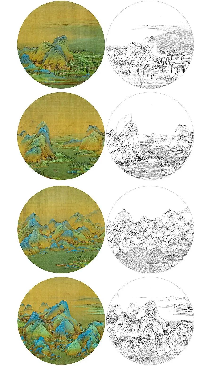 用油画棒模仿千里江山图,青绿山水千里江山图油画棒