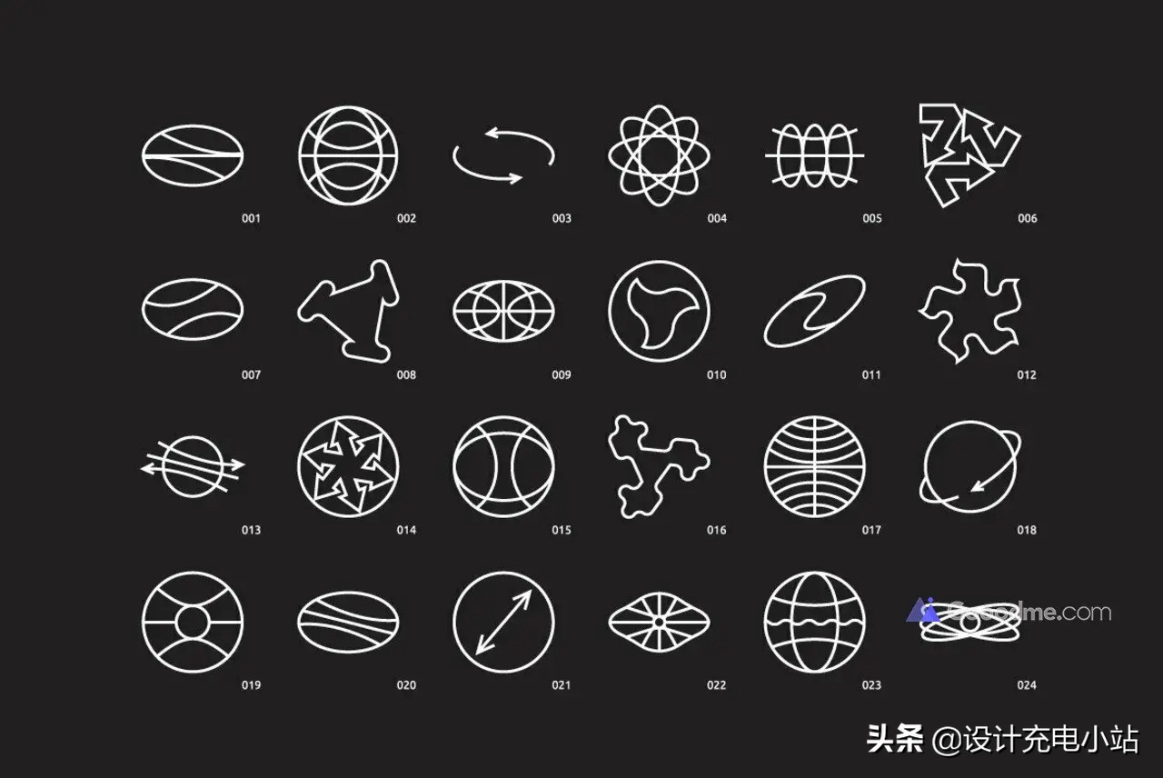 96款创意艺术贴纸酸性Logo抽象几何图形线性图标Ai设计素材源文件