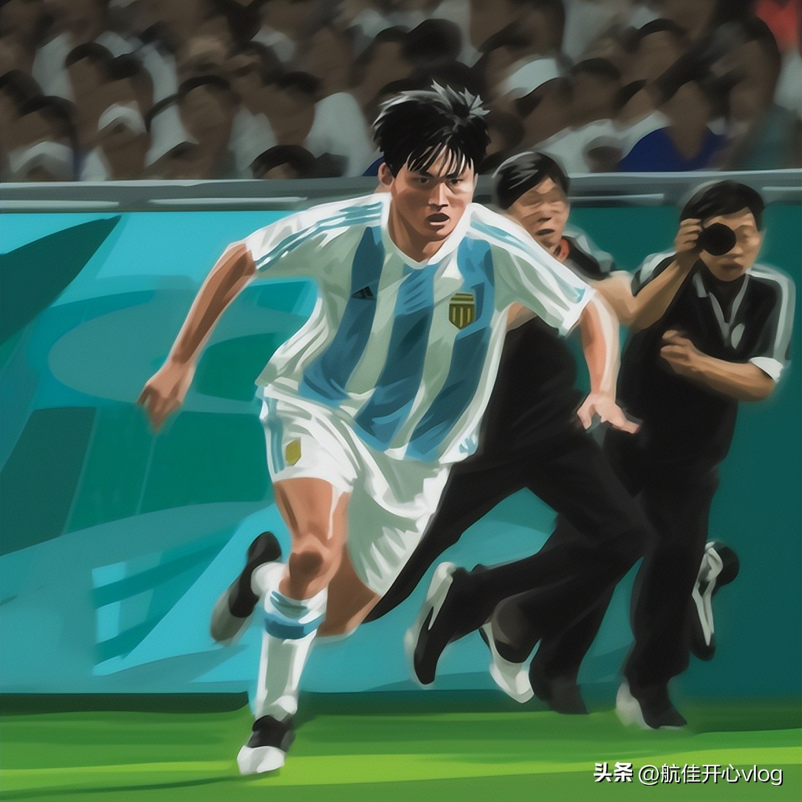 球迷冲进球场找梅西晃到保安,中国球迷亲吻球星