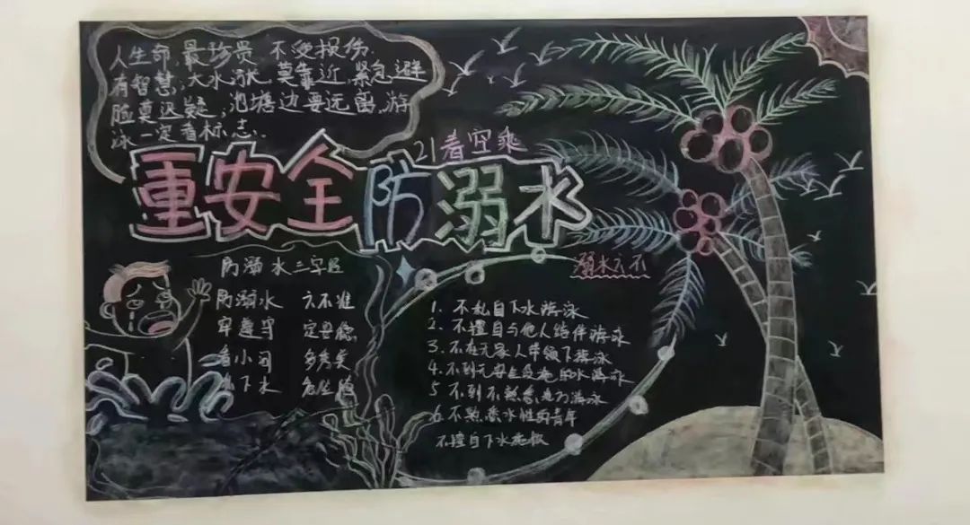 防溺水主题黑板报高中,防溺水的黑板报色彩明亮