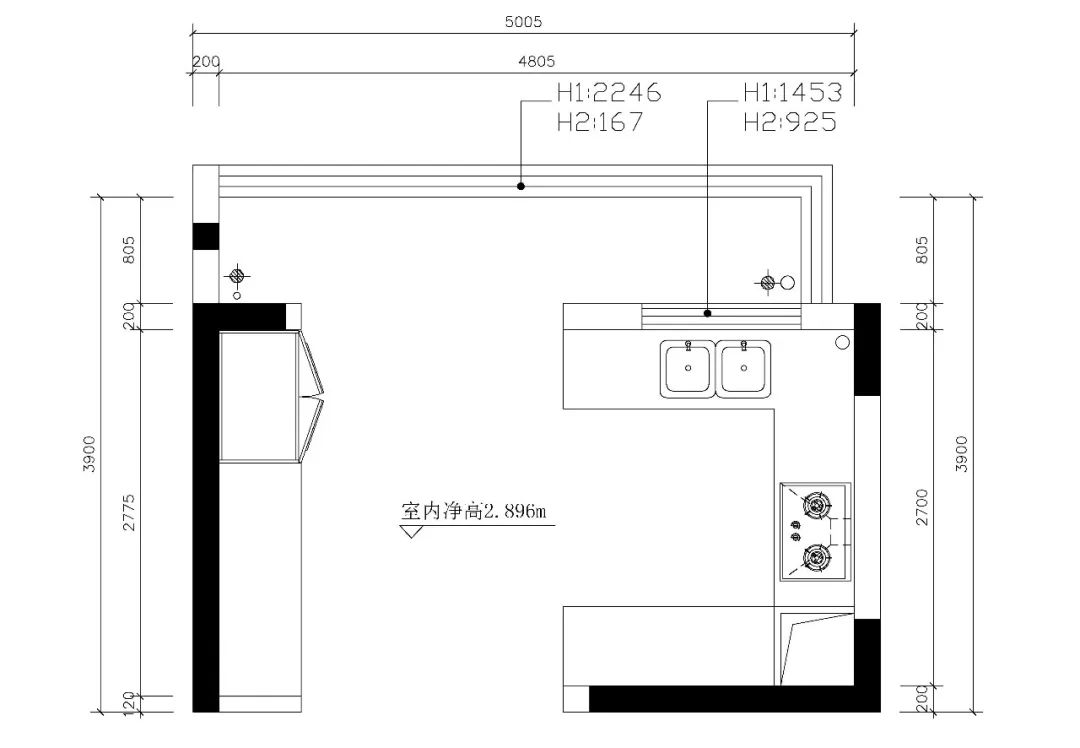做橱柜怎么预留蒸烤一体机的尺寸,u型橱柜一边宽一边窄的尺寸设计
