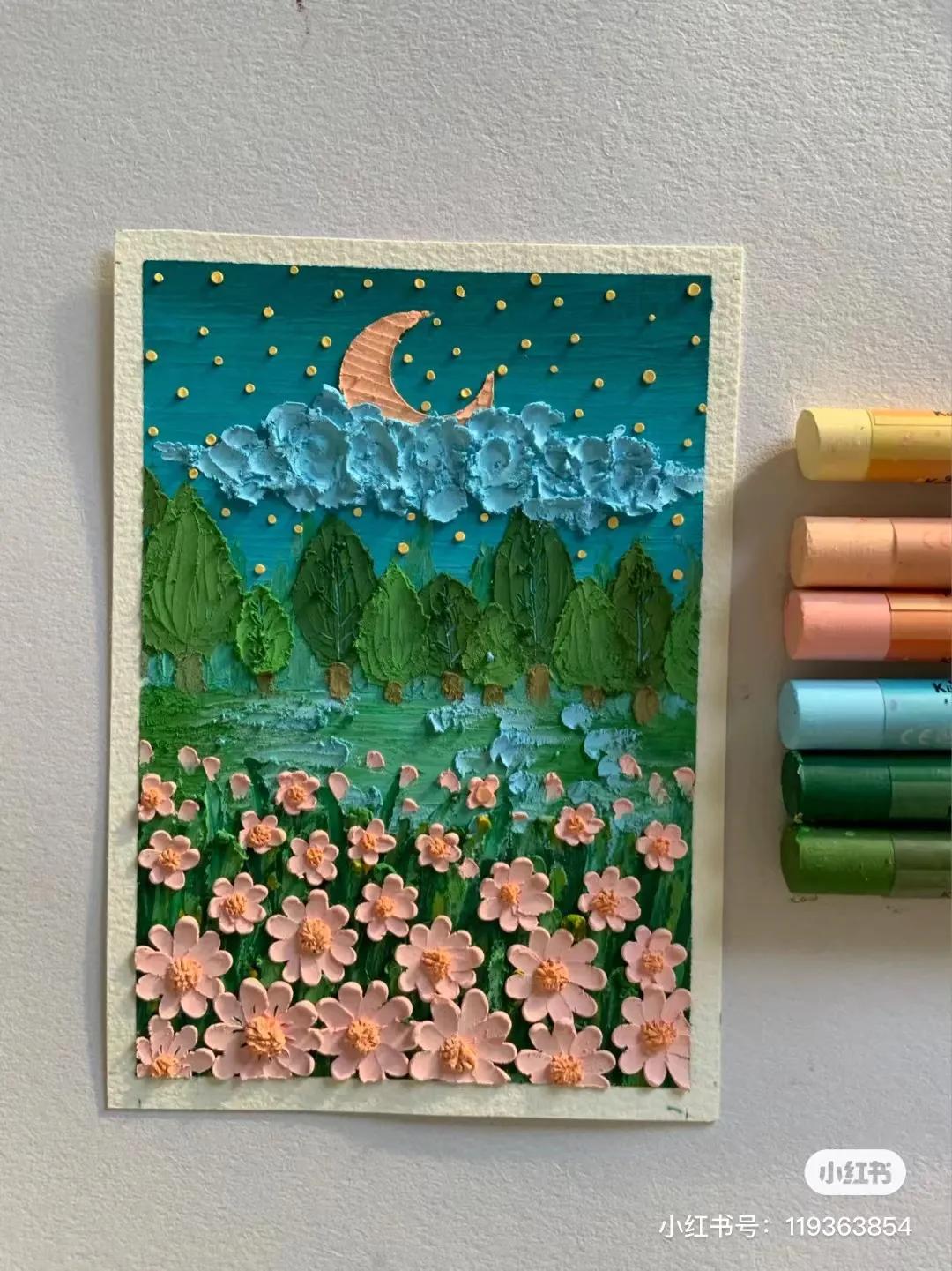 100幅好看的油画棒教程,记录色彩的美术作品油画棒简单