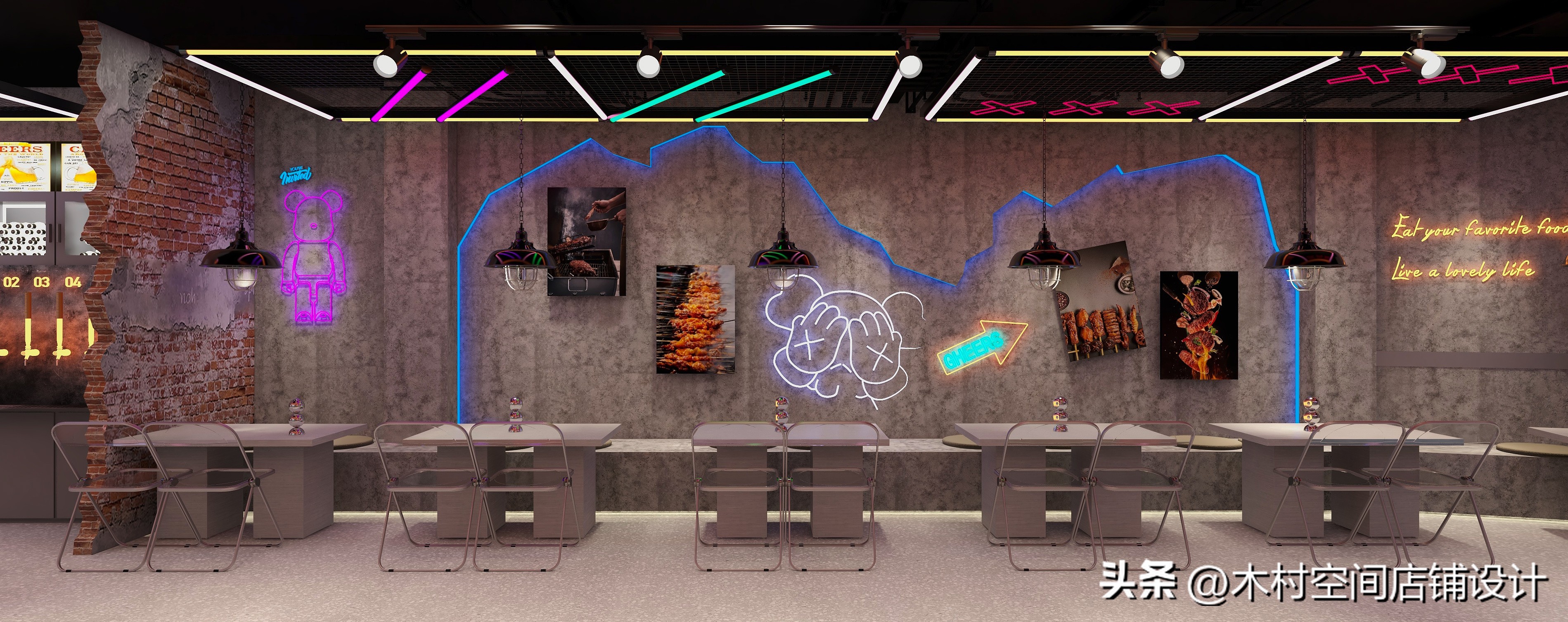 复古装修设计烧烤店,小空间烧烤店设计