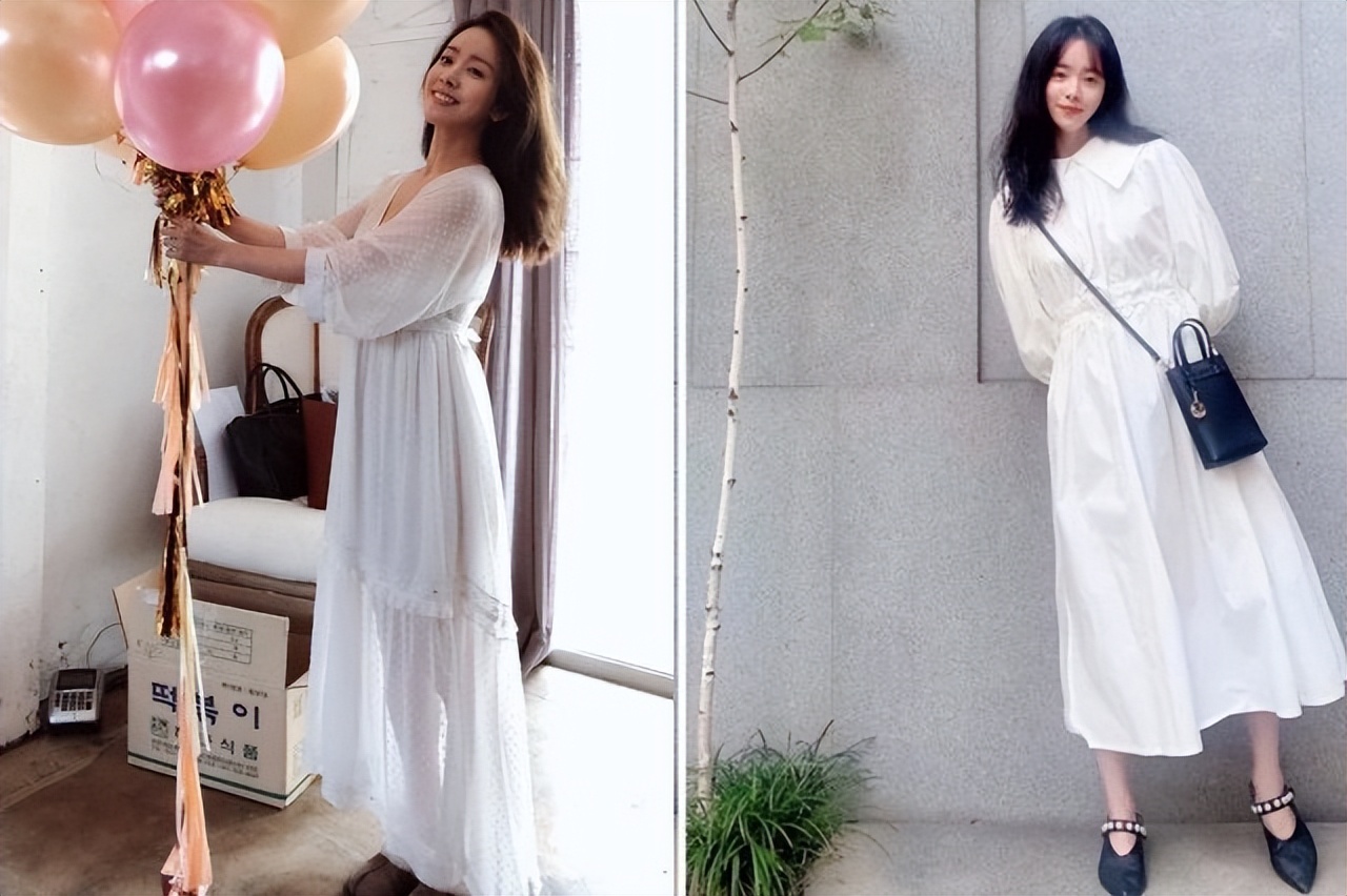 时尚韩范显瘦显白女装穿搭衣服,韩国明星今夏连衣裙穿搭