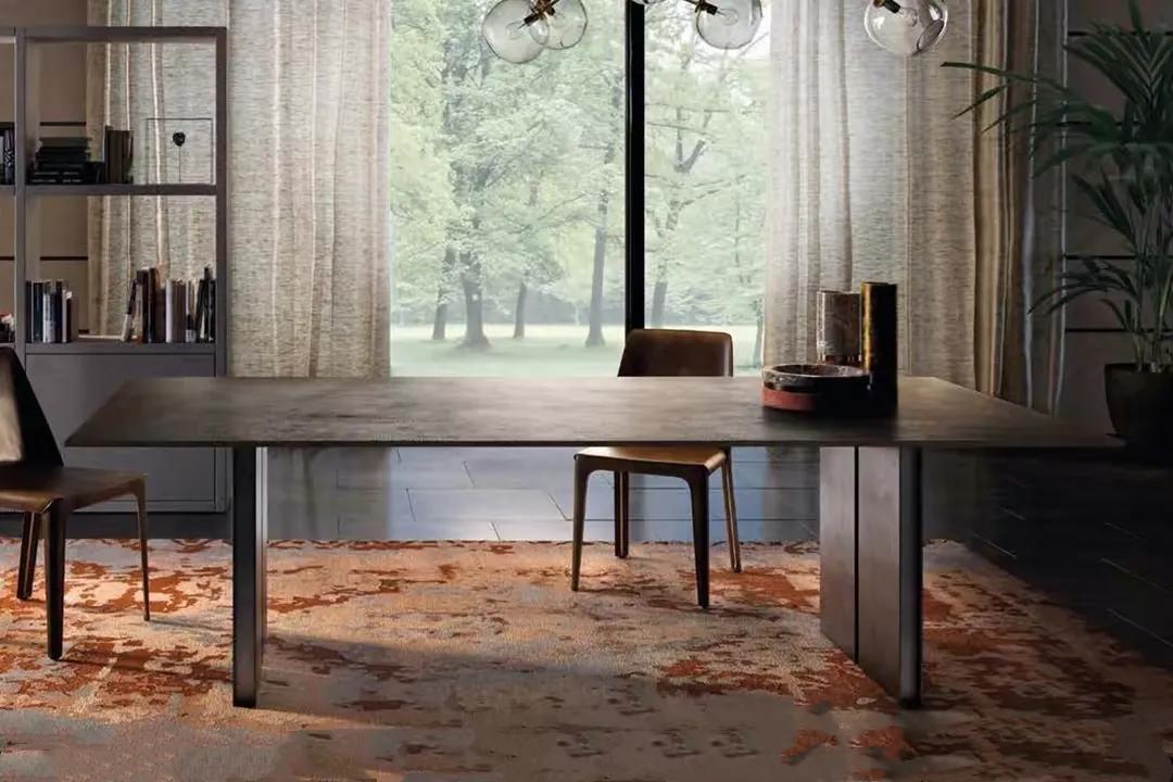 大理石餐桌现代简约家用小户型,豪宅都用天然大理石餐桌