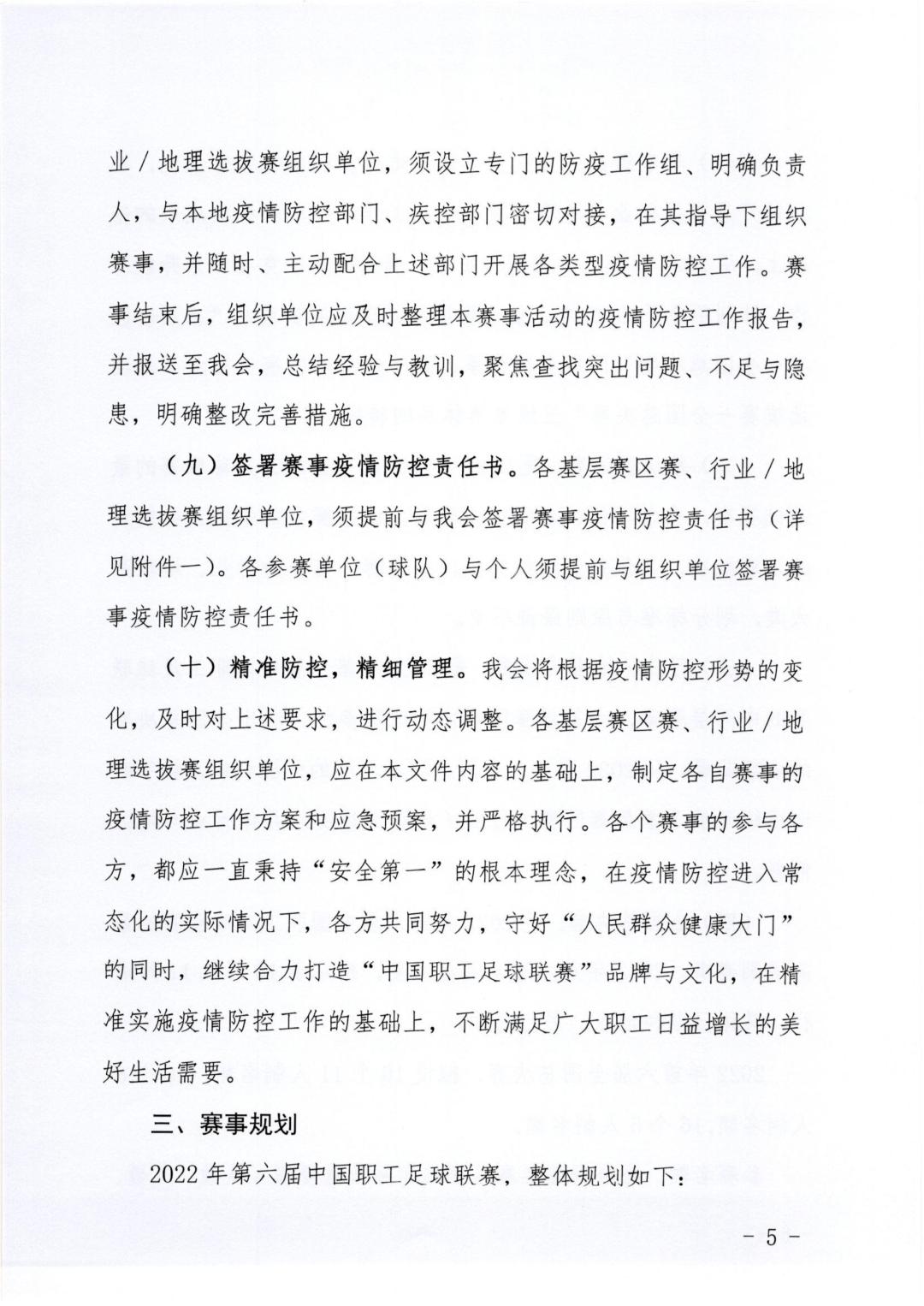 通知｜关于开展2022年第六届中国职工足球联赛的指引与通知