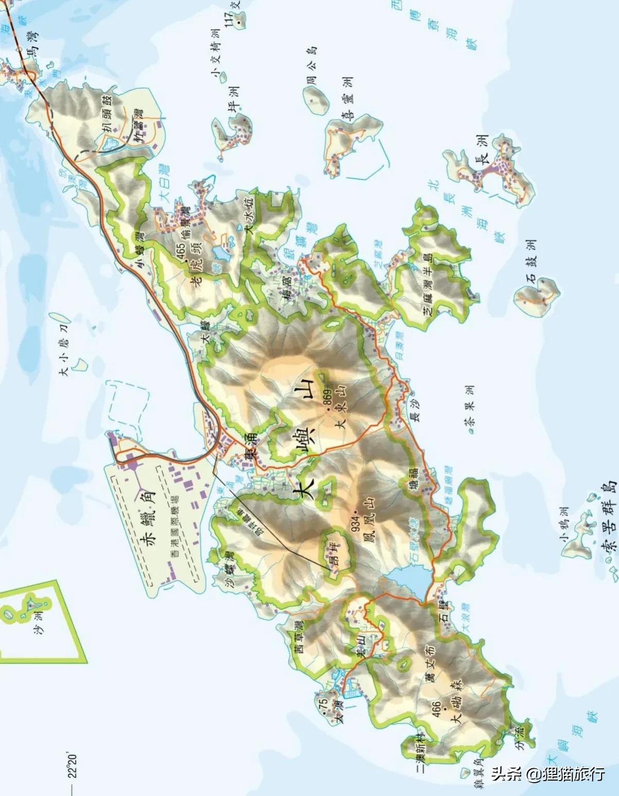 香港最大岛屿大屿山属于离岛区和荃湾区,有长沙海滩和水上棚屋