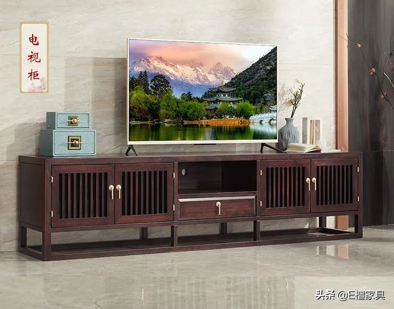 新中式电视柜垫,新中式电视柜一体背景墙