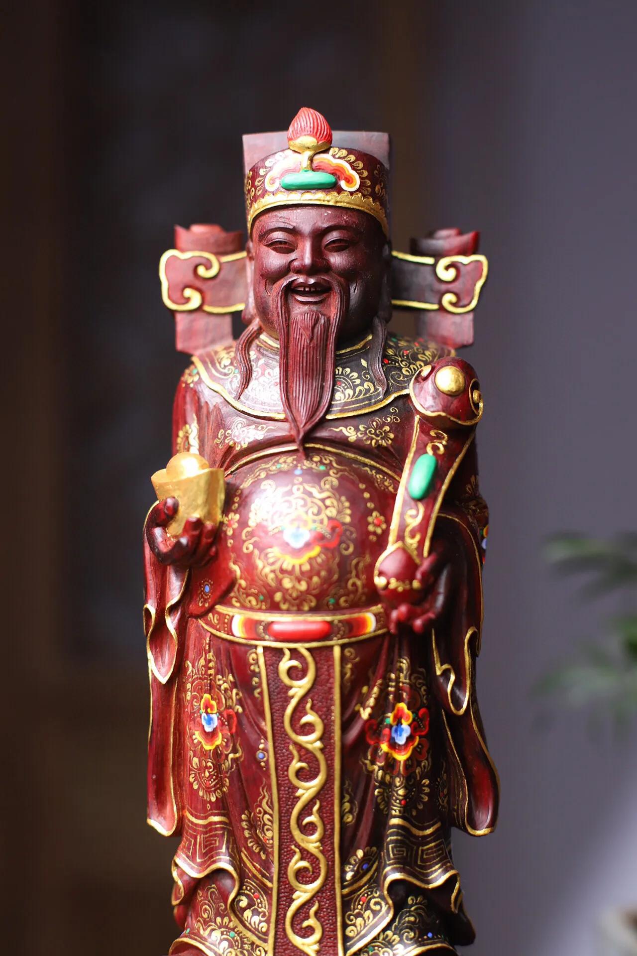 印度小叶紫檀财神爷手串,印度小叶紫檀木财神像