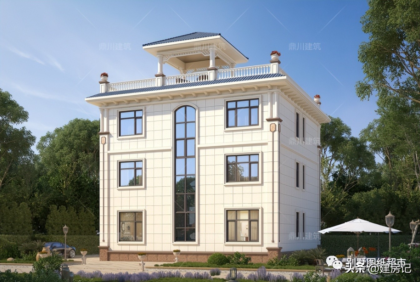 农村二层平屋顶现代风别墅100平方,农村新中式风格二层别墅大全