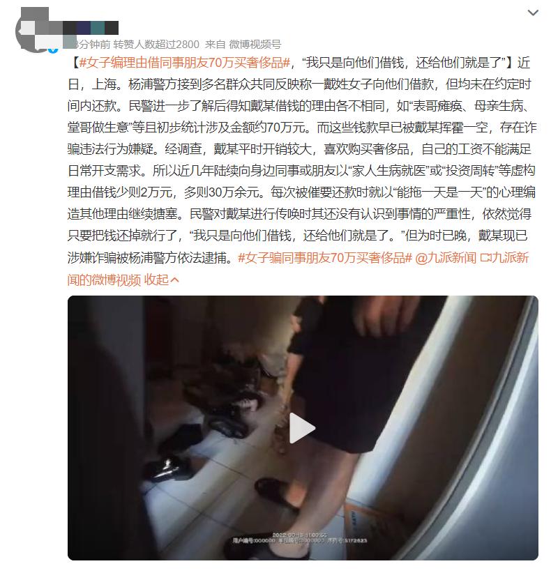 女子编理由借钱买奢侈品,女子编造理由向同事借钱