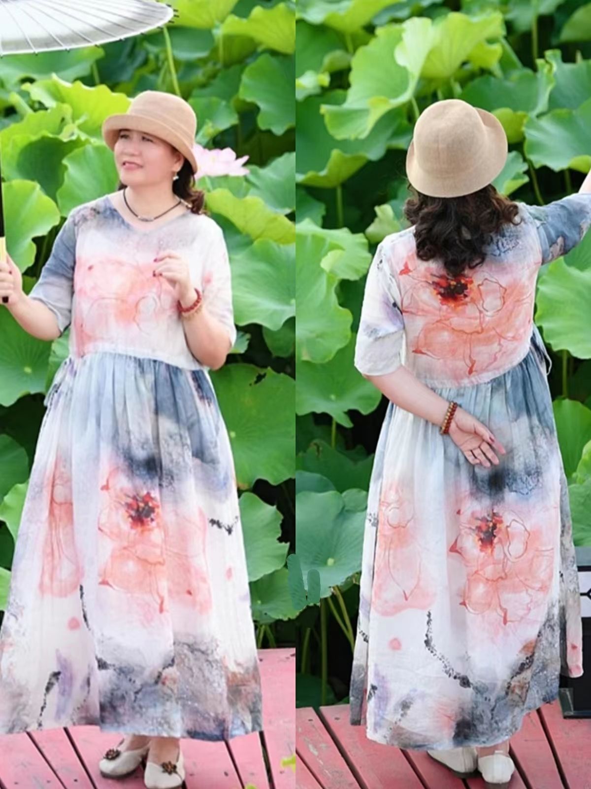 上了年纪的微胖妈妈，建议多穿“膝下裙+平底鞋”，显瘦又有气质