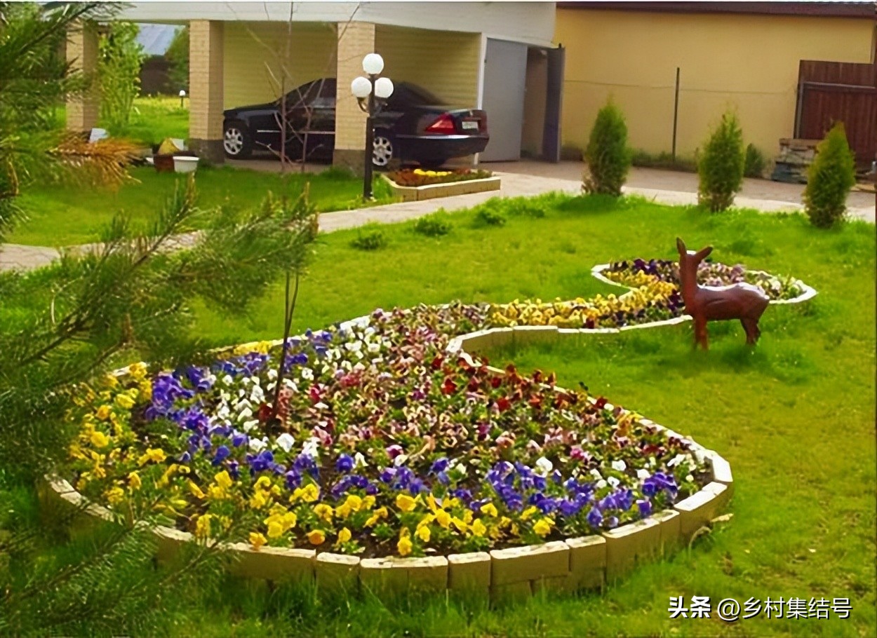 别墅庭院创意藤床,农村新型庭院花园设计图