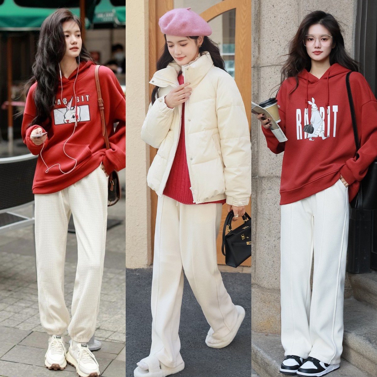 冬天白色裤子配什么颜色上衣好看,冬天穿的白色阔腿长裤配什么大衣