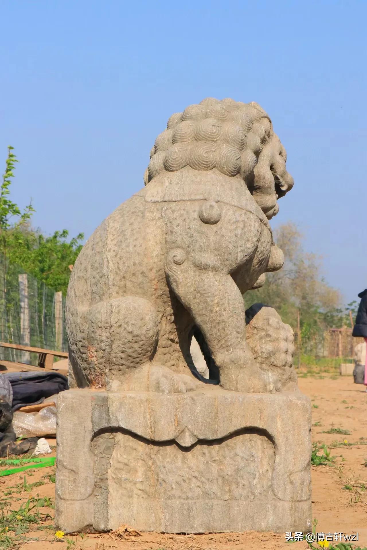 庭院看门石墩,青石看门麒麟