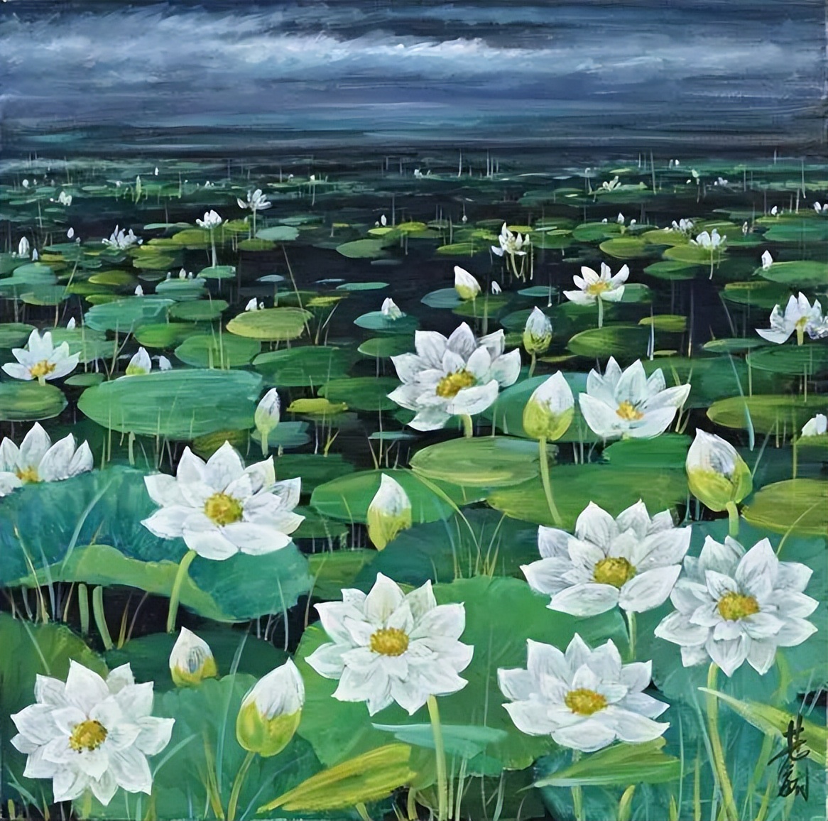 林风眠笔下的荷花有多少张,林风眠荷花