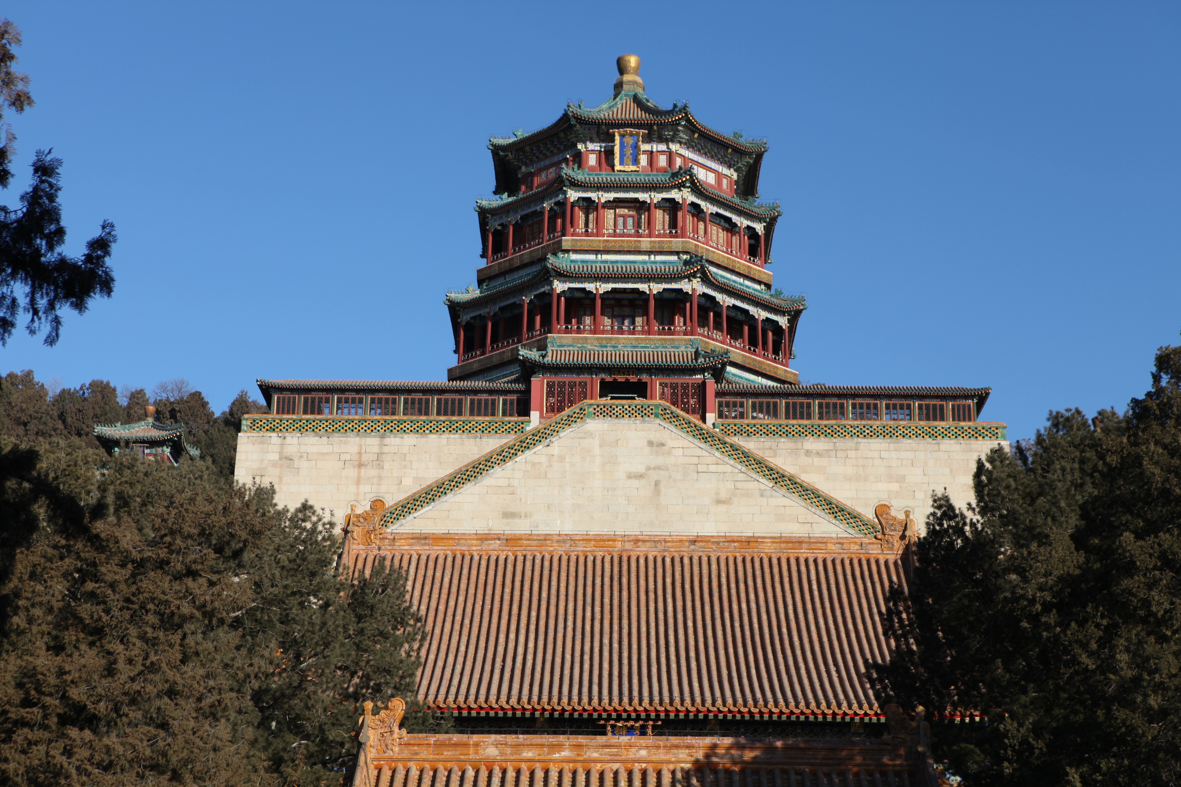 颐和园万寿山佛香阁怎么画简笔画,颐和园佛香阁登上山顶看美景