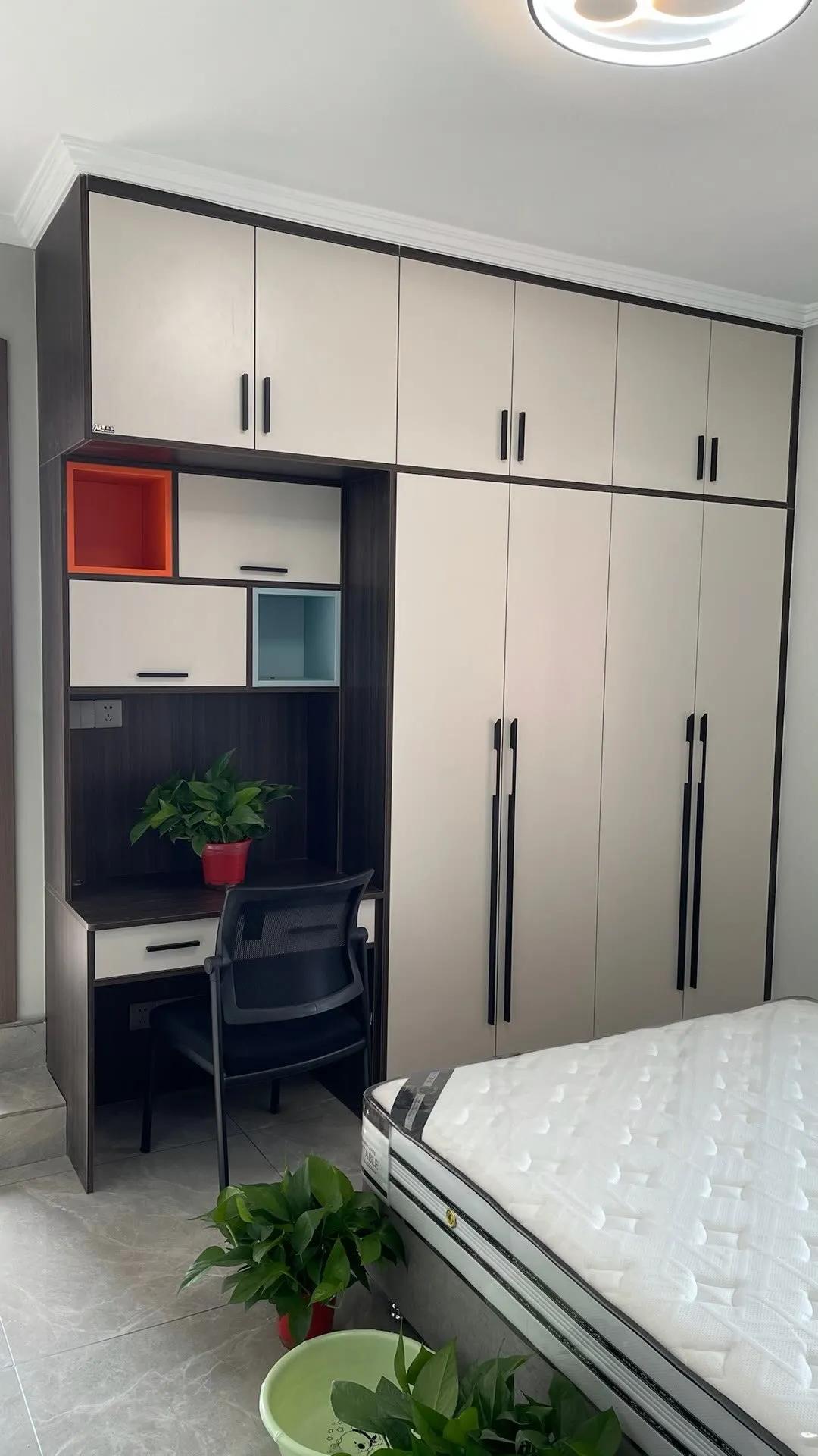 衣柜与学习桌一体效果图,衣柜学习桌一体柜成品