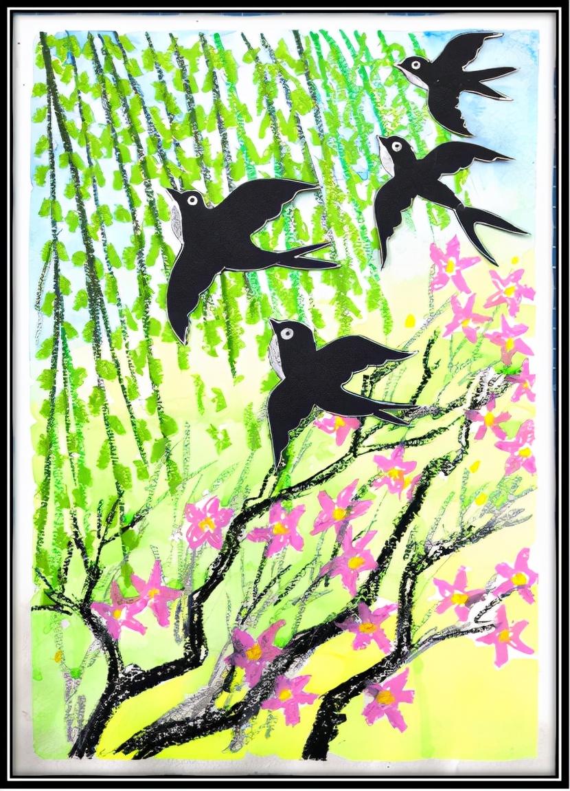 儿童画创意美术6-8岁,创意儿童画燕归巢