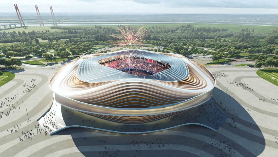 山东第一个国际足球场,山东首个6万座足球场效果图