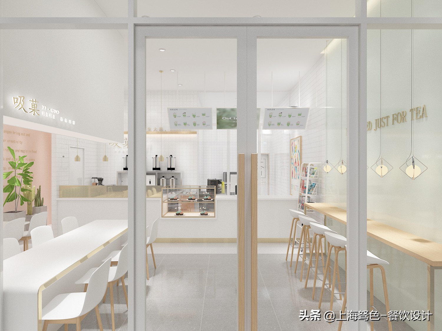 网红打卡奶茶店装修风格,奶茶店网红店灰色调装修风格