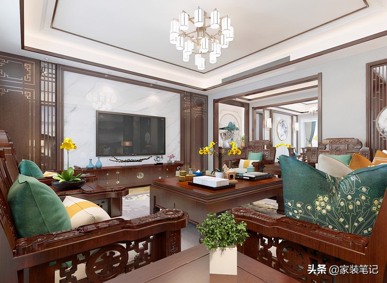 十大经典客厅设计,中式客厅吊顶效果图大全2021款